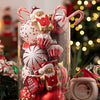 70 Pcs Red & White Gingerbread Themed Christmas Balls Tree Hanging