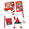 7 Pcs Premium Christmas Gift Combo Set | Red Bus Tin with Notebook, Elf Hat, Wrist Band & Accessories