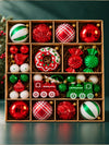 82 pcs Donut Express Red & Green Christmas Tree Ornaments, Xmas Tree Decoration Balls Set