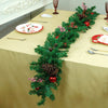 8 Ft. Bushy Frosty Cherry Deep Green Xmas Garland Filled With Bows, Balls & Big Size Pinecones Christmas Garland