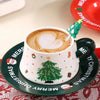 Minimal Christmas Tree Ceramic Cup & Saucer With 3D Christmas Tree Spoon Gift Box Set