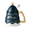 Blue Christmas Tree Style Cup With Matching Ceramic Lid And Embellished Spoon | 330 ml