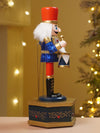 13 Inches Musical Blue Wooden Drummer Nutcracker, Christmas Table Décor,
