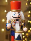 13 Inches Musical Blue Wooden Drummer Nutcracker, Christmas Table Décor,