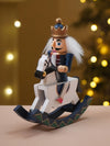 Royal Blue Wooden Nutcracker on Rocking Horse, Christmas Table Decor & Tree Ornament,5.45 inches ht