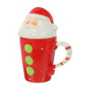 Buttoned Santa Lid Ceramic Hot Chocolate And Coffee Christmas Themed Mug