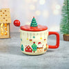 Chimney Santa Themed Christmas Mug With 3D Christmas Tree Lid And Stainless Spoon