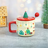 Chimney Santa Themed Christmas Mug With 3D Christmas Tree Lid And Stainless Spoon