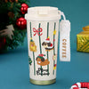 Christmas Dogs & Teddy, Christmas Themed, Xmas Stainless Steel Coffee/Water Tumbler Bottle | 500Ml With Free Cleaning Brush