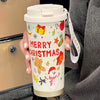 Christmas Doodle, Xmas Themed Stainless Steel Coffee/Water Tumbler Bottle | 500Ml With Free Cleaning Brush