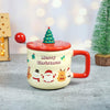 Christmas Character Faces Christmas Mug With 3D Christmas Tree Lid And Stainless Spoon