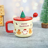 Christmas Character Faces Christmas Mug With 3D Christmas Tree Lid And Stainless Spoon