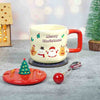Christmas Character Faces Christmas Mug With 3D Christmas Tree Lid And Stainless Spoon