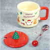 Christmas Character Faces Christmas Mug With 3D Christmas Tree Lid And Stainless Spoon