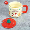 Christmas Character Faces Christmas Mug With 3D Christmas Tree Lid And Stainless Spoon
