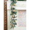 Gold & White Swirl Themed Bushy Christmas Garland With Bows, Gift Boxes, Cotton Flower Fillers | 6.5 ft