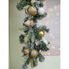 Gold & White Swirl Themed Bushy Christmas Garland With Bows, Gift Boxes, Cotton Flower Fillers | 6.5 ft