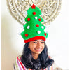 3D Green Pompom Christmas Tree Shaped Velvet Plush Party Hat