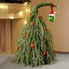 Grinch Inspired Tabletop Christmas Tree With Free Grinch Ornament And Red Pompoms For Xmas Table Decor, 20.4 Inches