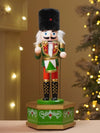 13 Inches Musical Green Wooden Drummer Nutcracker, Christmas Table Décor