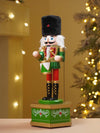 13 Inches Musical Green Wooden Drummer Nutcracker, Christmas Table Décor