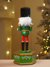 13 Inches Musical Green Wooden Drummer Nutcracker, Christmas Table Décor