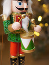 13 Inches Musical Green Wooden Drummer Nutcracker, Christmas Table Décor