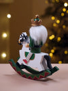 Royal Green Wooden Nutcracker on Rocking Horse, Christmas Table Decor & Tree Ornament, 5.45 inches ht
