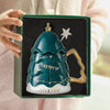 Green Christmas Tree Style Cup With Matching Ceramic Lid And Embellished Spoon | 330 ml