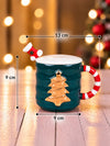 Green Christmas Tree Ceramic Hot Chocolate and Coffee Christmas Mug with 3D Spoon