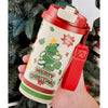 Merry Christmas Tree, Xmas Themed Stainless Steel Coffee/Water Tumbler Bottle | 500Ml With Free Cleaning Brush