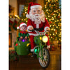 Santa Motorcycle With Elf In Sidecar Light, Music & Motion