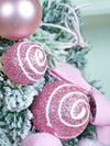 Pastel Pink & White Swirl Artificial Bushy Christmas Wreath | 18 Inches