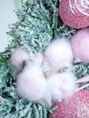 Pastel Pink & White Swirl Artificial Bushy Christmas Wreath | 18 Inches