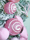 Pastel Pink & White Swirl Artificial Bushy Christmas Wreath | 18 Inches