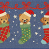 Puppy In Stockings Christmas Theme Big Size Welcome Mat | 28.3Inches X17Inches