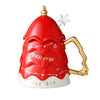 Red Christmas Tree Style Cup With Matching Ceramic Lid And Embellished Spoon | 330 ml