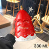 Red Christmas Tree Style Cup With Matching Ceramic Lid And Embellished Spoon | 330 ml