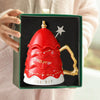 Red Christmas Tree Style Cup With Matching Ceramic Lid And Embellished Spoon | 330 ml