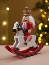 Royal Red Wooden Nutcracker on Rocking Horse, Christmas Table Decor & Tree Ornament, 5.45inches ht