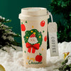Santa Bow, Wreath & Apple, Xmas Themed Stainless Steel Coffee/Water Tumbler Bottle | 500Ml With Free Cleaning Brush