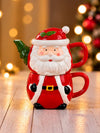 Santa Themed 2-Pcs Stackable Ceramic Christmas Teapot & Coffee Mug Set with Lid