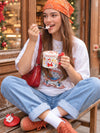 Santa with Sack Ceramic Hot Chocolate and Coffee Christmas Mug with 3D Spoon