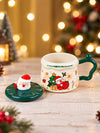 Santa & Christmas Tree Ceramic Hot Chocolate and Coffee Christmas Mug with 3D Spoon