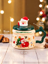 Santa & Christmas Tree Ceramic Hot Chocolate and Coffee Christmas Mug with 3D Spoon
