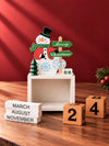 Snowman Wooden Block Calendar Christmas Table Décor