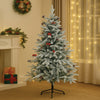 4.9 Feet Snow Cherry Long Flat Leaf, Dense Christmas Tree, With Free 6 Big Size Blue Pastel Candy Themed Ornaments, 150 Cm With 400 Branch Tips