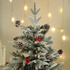 4.9 Feet Snow Cherry Long Flat Leaf, Dense Christmas Tree, With Free 6 Big Size Blue Pastel Candy Themed Ornaments, 150 Cm With 400 Branch Tips