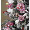 4.9 Ft. Snow Cherry Thick Rounded Leaf, Dense Christmas Tree, With Free 4 Big Size Pink Disco Candy Themed Ornaments, 150 Cm With 450 Branch Tips