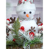Snowman With Big Rectangular Wooden Log | 15 Inches